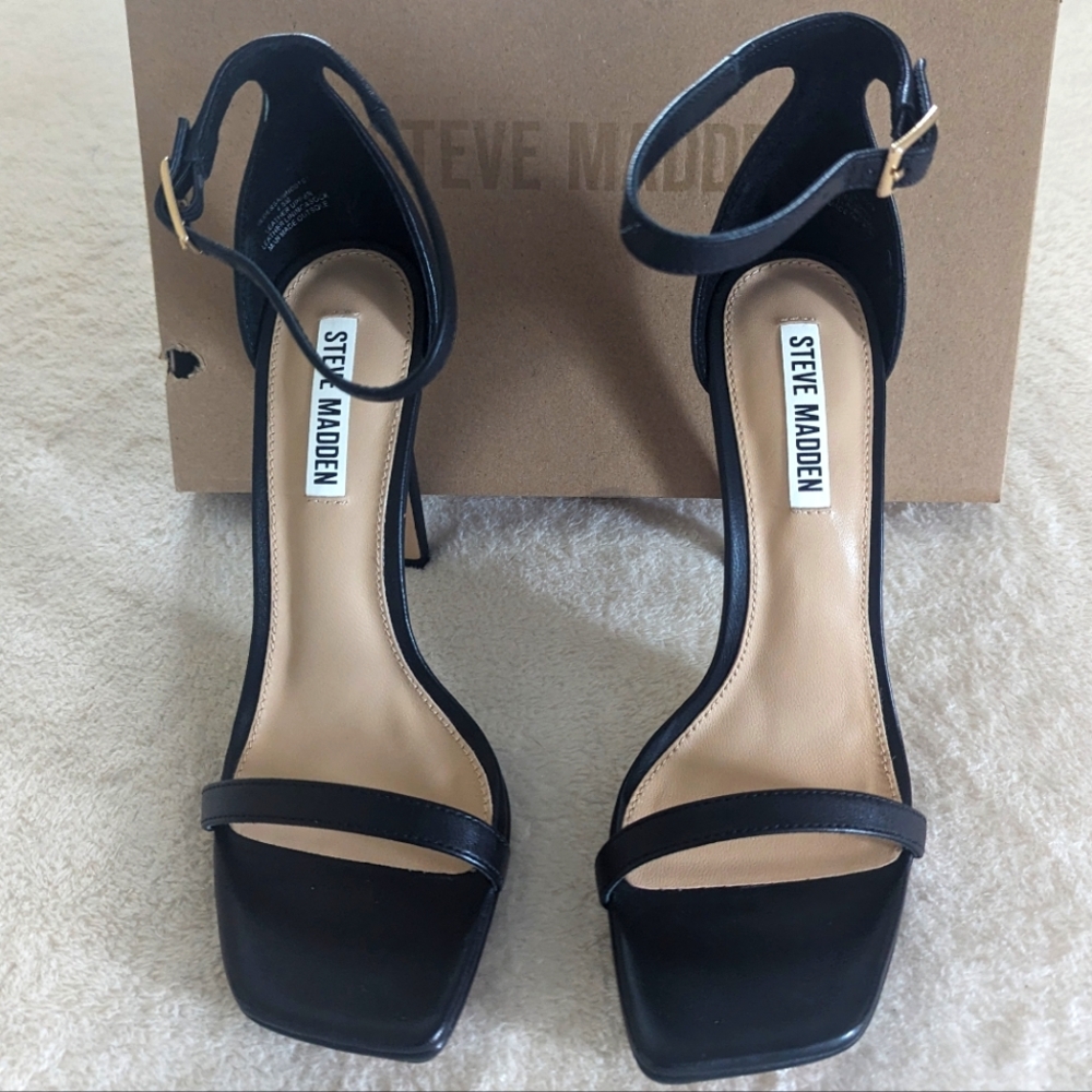 Steve Madden Iridessa Black Leather Heels